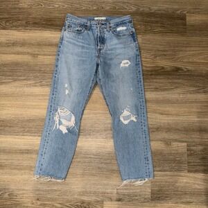 Levi's Blue Distressed Straight Leg Jeans